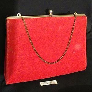 Made in Italy. Vintage red silk clutch.